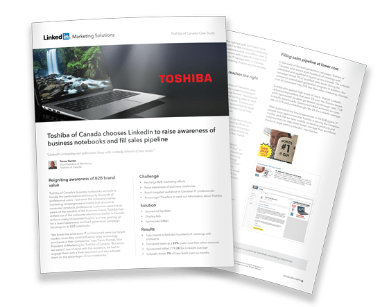 Pages of linkedin case study for Toshiba